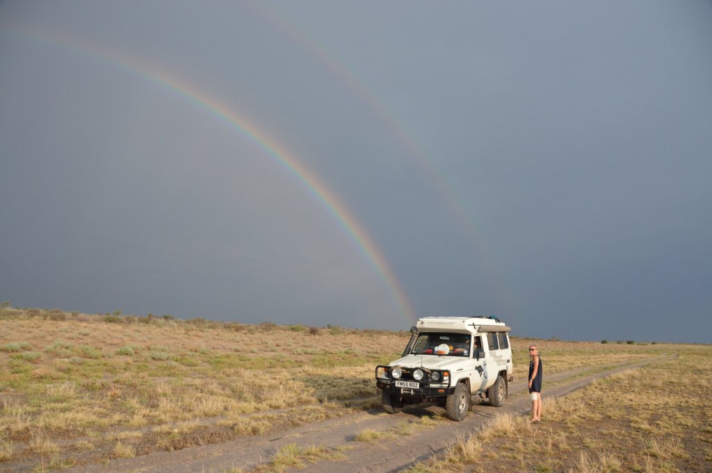Double rainbow on the pans