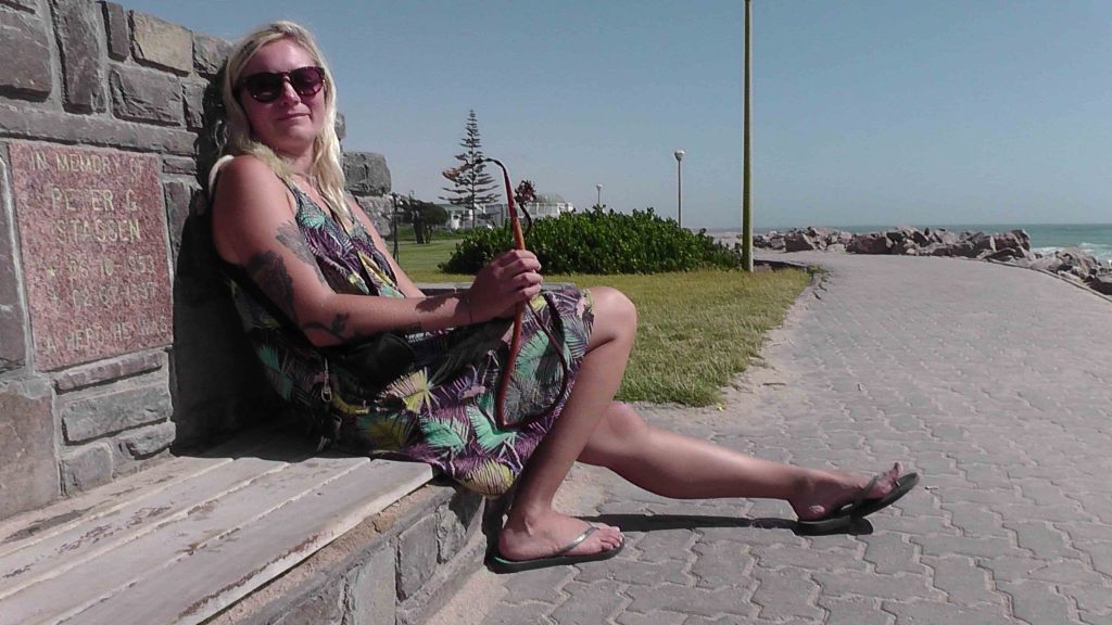 The world's lowest bench, in Swakopmund