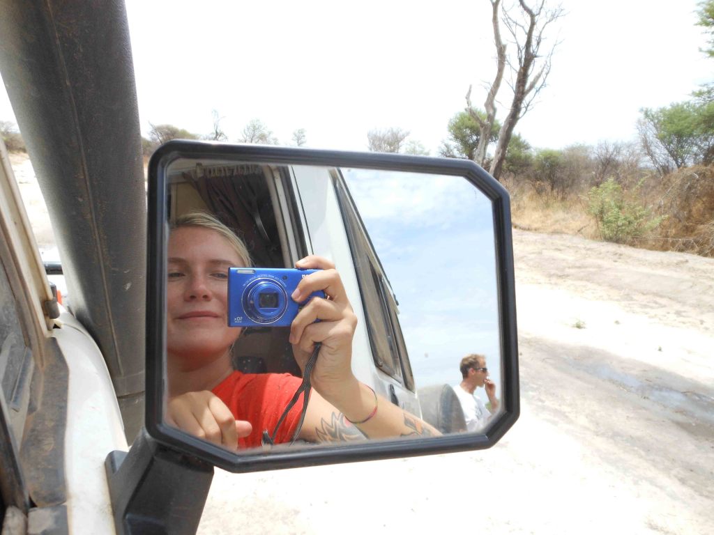 Having a snack on the side of the road
